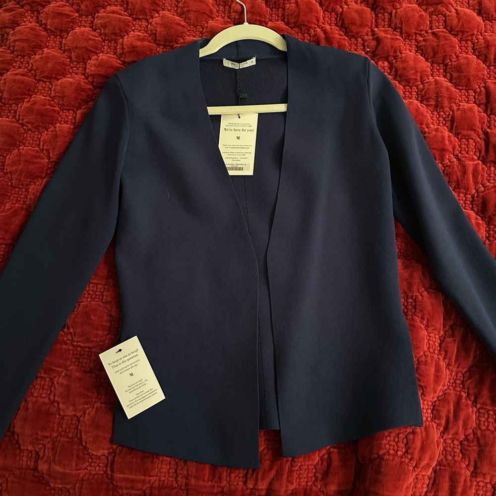 Medium Blue Open Front Blazer